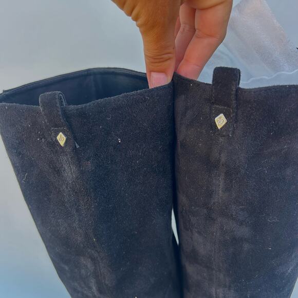 Sam Edelman Caprice Black Suede Knee-High Boots Tall Chunky Heels 10 - Picture 6 of 10